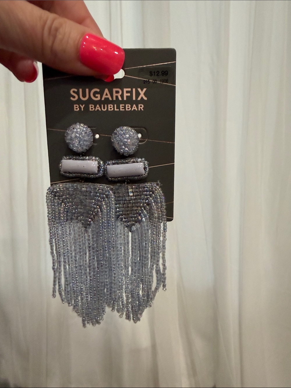 Lavender Beaded Fringe Statement Earrings
